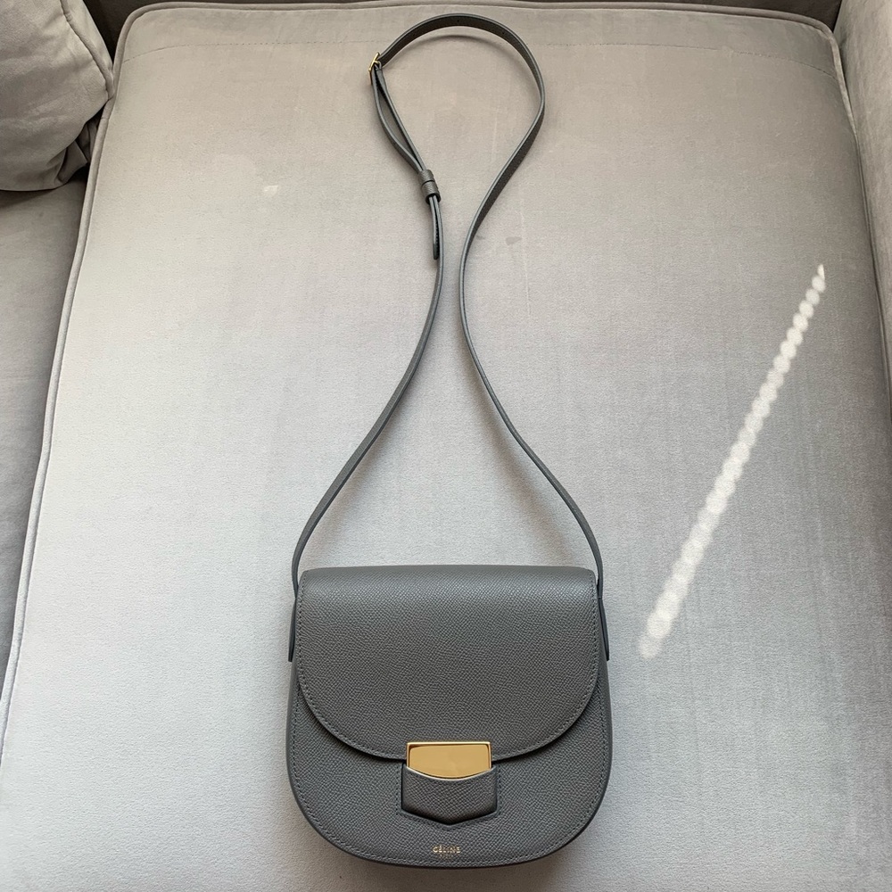 Like New Celine Calfskin Small Trotteur Grey